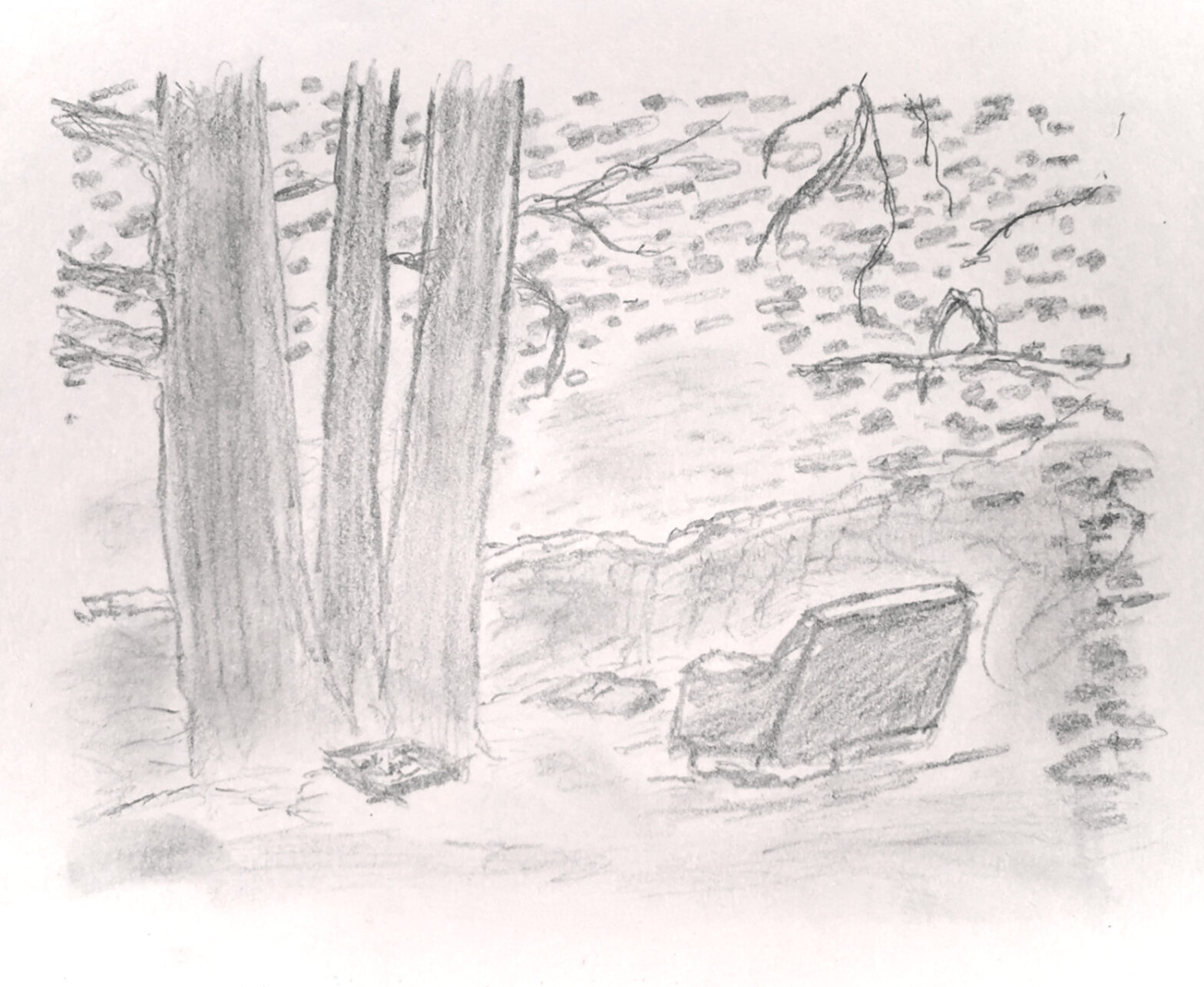 Taş Bank, kara kalem çizim